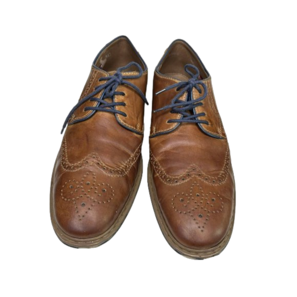 Rieker Men's Lace Up Shoes Leather Brown Size 45